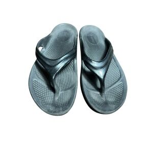 Oofos OOlala Luxe Flip Flop Thong Recovery Sandal Women's‎ Size 8 Black #S54-6